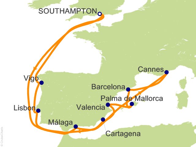 14 Night Mediterranean Cities Cruise from Southampton