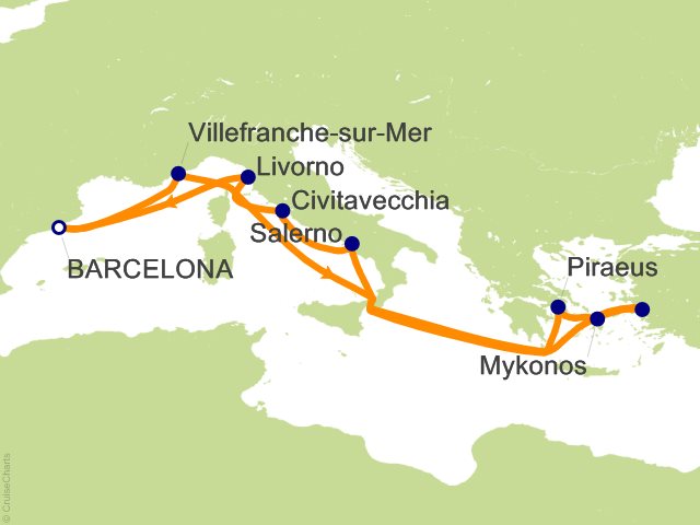 12 Night Mediterranean  Greek Isles Cruise from Barcelona