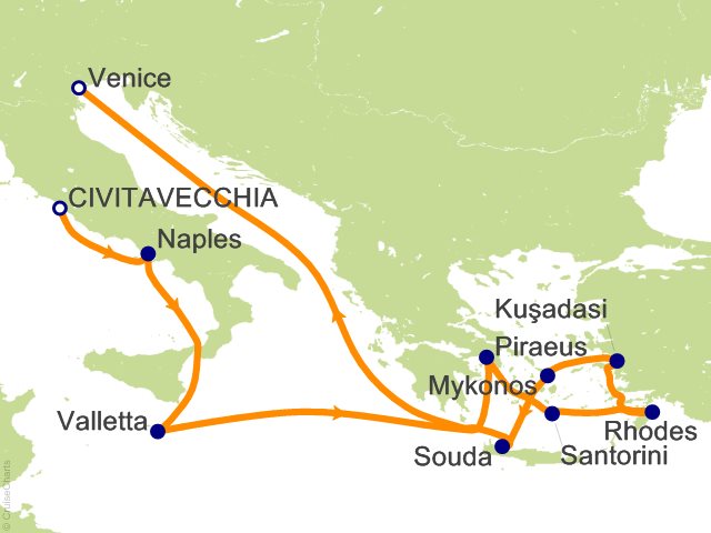 12 Night Greek Isles and Mediterranean Cruise from Civitavecchia (Rome)