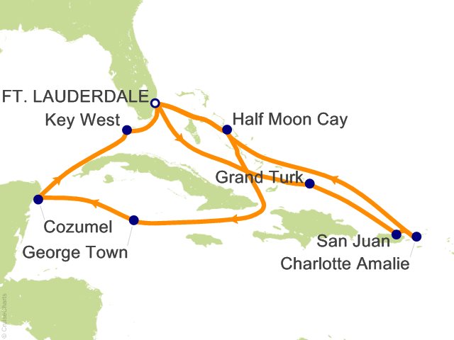 14 Night Western / Eastern Caribbean Cruise from Fort Lauderdale