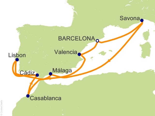 9 Night Beyond the Pillars of Hercules Cruise from Barcelona