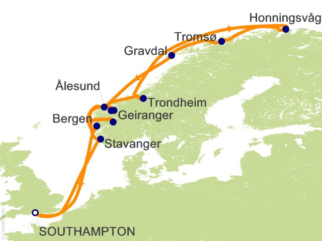 14 Night Land of the Midnight Sun Cruise from Southampton