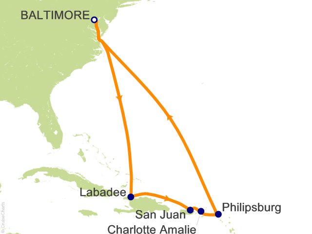 10 Night Eastern Caribbean Cruise from Baltimore