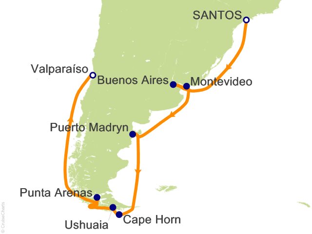14 Night Around the Horn Cruise from Santos (Sao Paulo)
