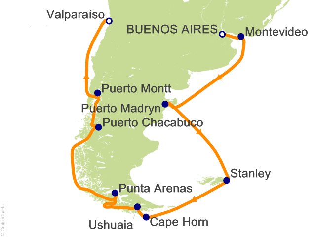 14 Night South America from Buenos Aires (Westbound) Cruise from Buenos Aires