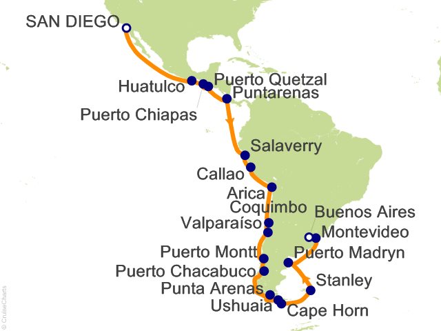 31 Night South America from San Diego Cruise from San Diego