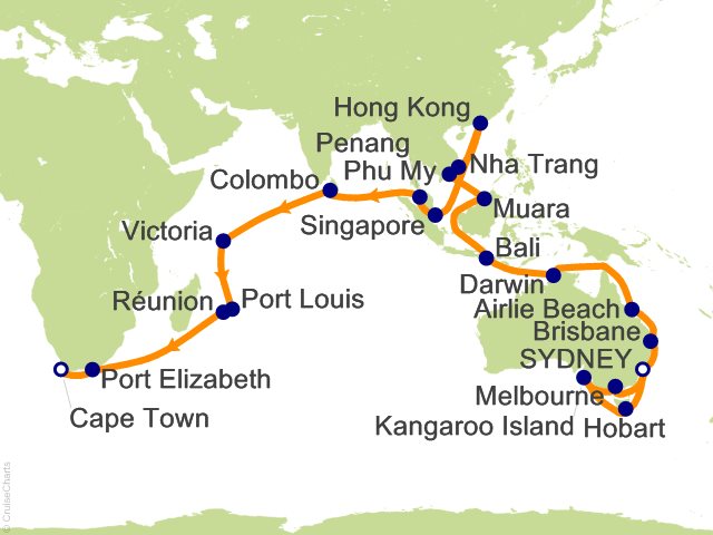 53 Night Sydney to Cape Town Cruise from Sydney