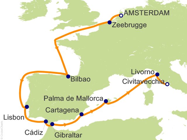 12 Night Western Mediterranean Cruise from Amsterdam