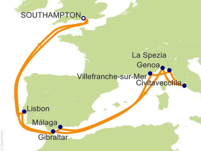 14 Night Western Mediterranean Cruise from Southampton