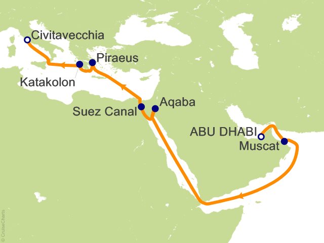 15 Night Arabian Sea and Suez Canal Cruise from Abu Dhabi