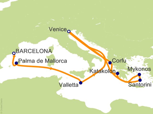 12 Night Mediterranean and Greek Isles from Barcelona Cruise from Barcelona