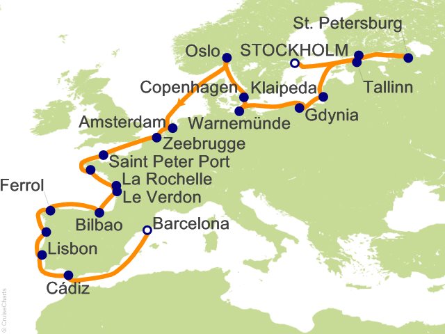 24 Night Cathedrals and Coasts Cruise from Stockholm