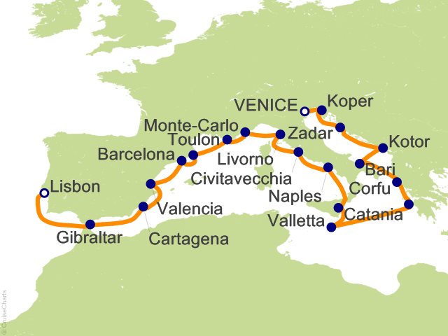 20 Night Path of the Venetians Cruise from Venice