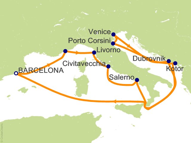 12 Night Mediterranean Venice Cruise from Barcelona
