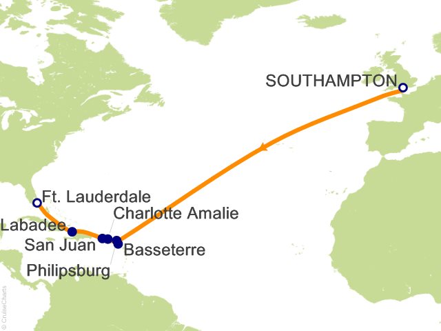 15 Night Caribbean Transatlantic Cruise from Southampton