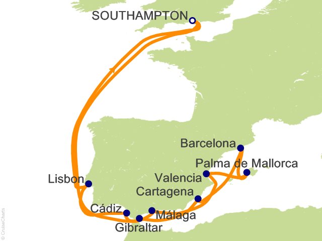 13 Night Western Mediterranean Cruise from Southampton