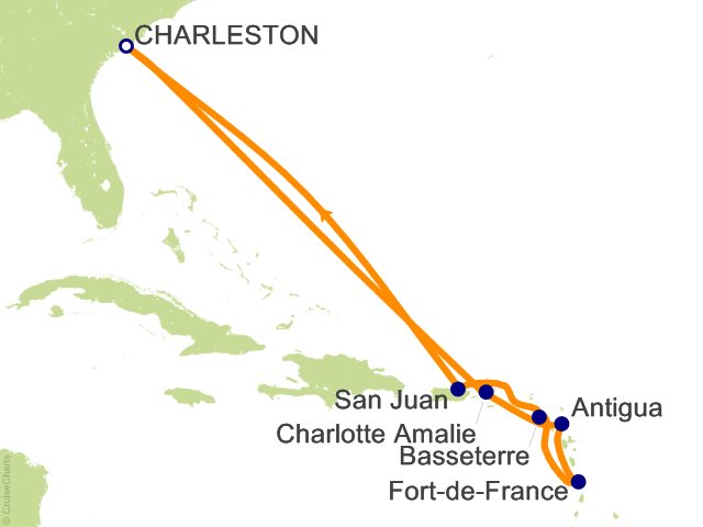 10 Night Eastern Caribbean Cruise from Charleston