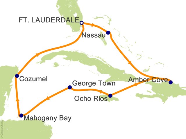 10 Night Bahamas  Dominican Republic  Jamaica  Cayman Islands  Hondur Cruise from Fort Lauderdale