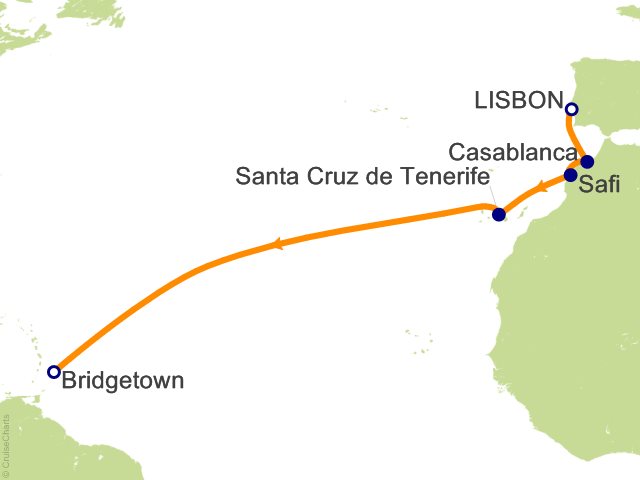 16 Night Transatlantic Westbound Cruise from Lisbon