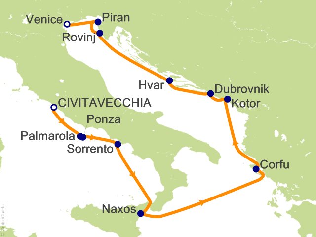 11 Night Italy  Montenegro  Croatia Cruise from Civitavecchia (Rome)