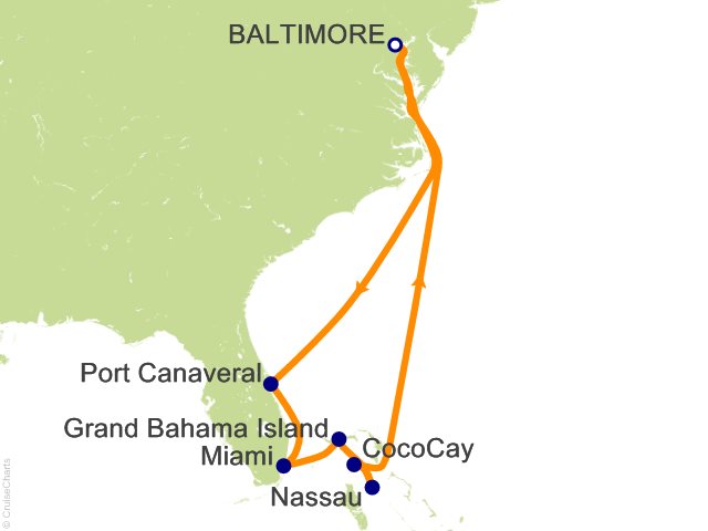 9 Night Southeast Coast and Bahamas Cruise from Baltimore