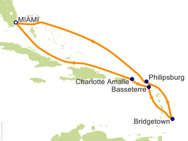 10 Night Exotic Southern Caribbean Cruise from Miami
