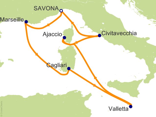 7 Night Mediterranean Heart Cruise from Savona