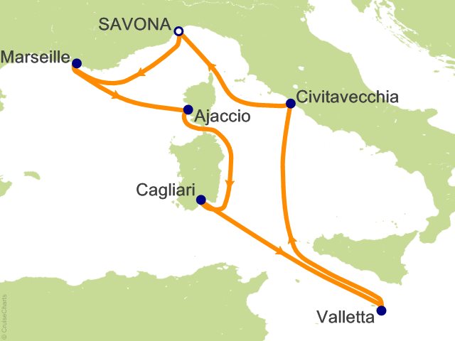 7 Night Mediterranean Heart Cruise from Savona