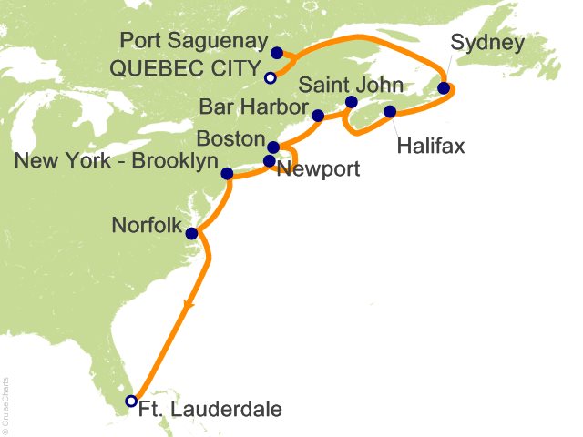14 Night Canada and Colonial America Cruise from Quebec City