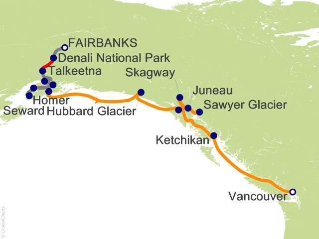 13 Night Authentic Alaska Southbound Cruisetour Cruise and Land Tour from Fairbanks