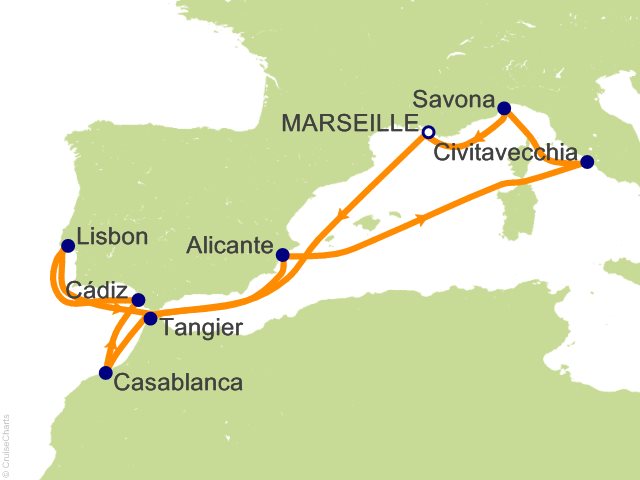 11 Night Beyond the Pillars of Hercules Cruise from Marseille