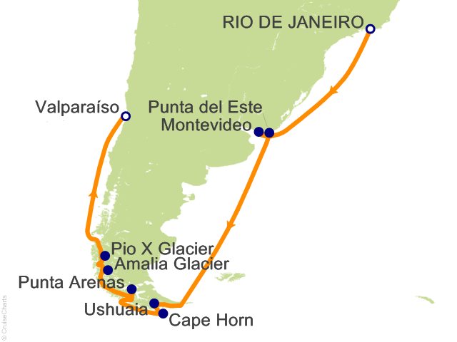 15 Night Rio de Janeiro to Santiago Cruise from Rio de Janeiro