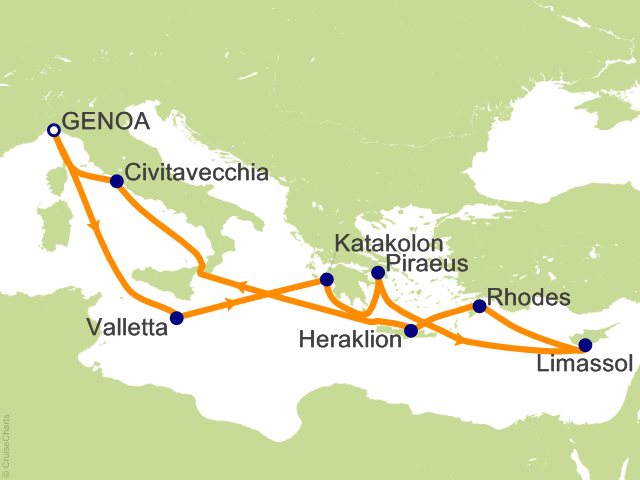 11 Night Mediterranean Cruise from Genoa