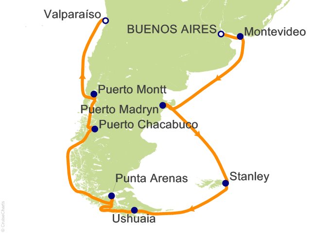 14 Night South America from Buenos Aires (Westbound) Cruise from Buenos Aires