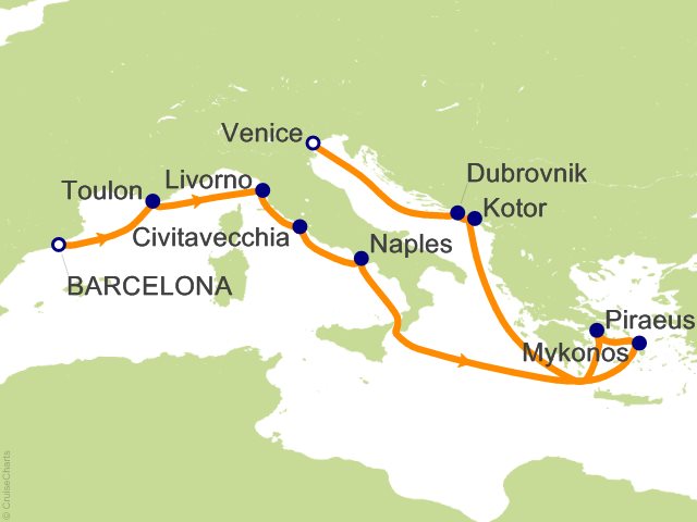 12 Night Grand Mediterranean from Barcelona Cruise from Barcelona