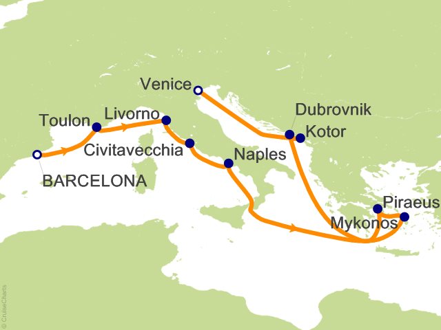 12 Night Grand Mediterranean from Barcelona Cruise from Barcelona