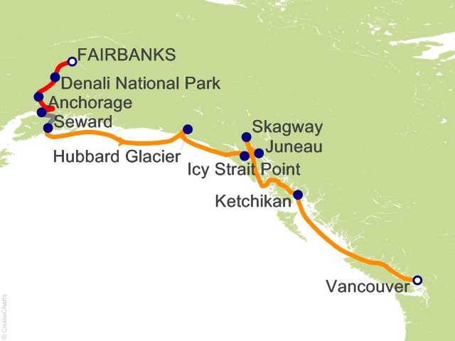 13 Night The Great Frontier Expedition Cruisetour #8B Cruise and Land Tour from Fairbanks