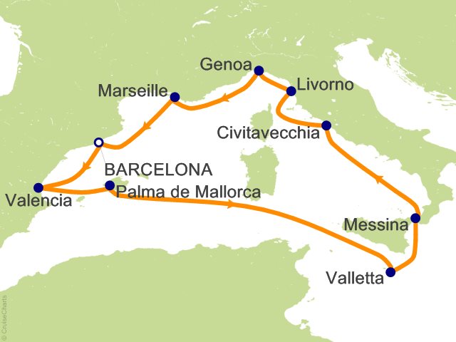 10 Night Mediterranean Cruise from Barcelona