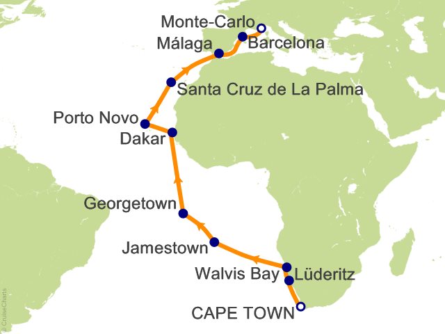 26 Night World Cruise Segment 4   South Atlantic Passage Cruise from Cape Town