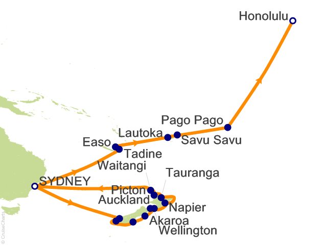 29 Night New Zealand and South Pacific Crossing Collectors Voyage Cruise from Sydney