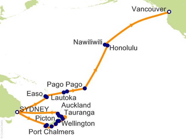 36 Night New Zealand and South Pacific Crossing Collectors Voyage Cruise from Sydney