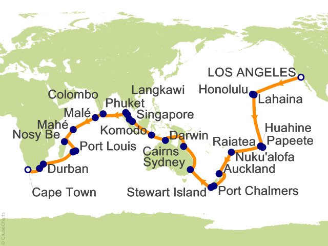 72 Night World Cruise   South Pacific and Indian Ocean Cruise from Los Angeles