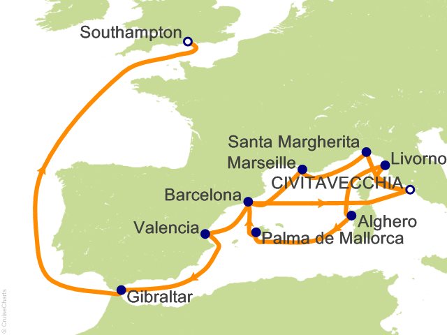 16 Night Mediterranean Explorer Cruise from Civitavecchia (Rome)