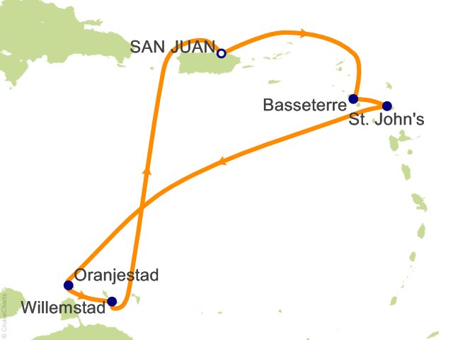 disney caribbean cruise route