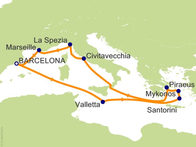 cruises from barcelona to greece