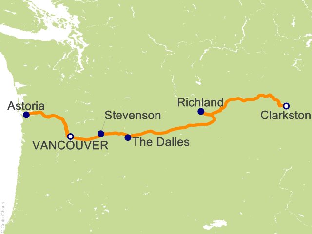 8 Night Portland OR (Vancouver WA) to Spokane WA (Clarkston) Cruise and Land Tour