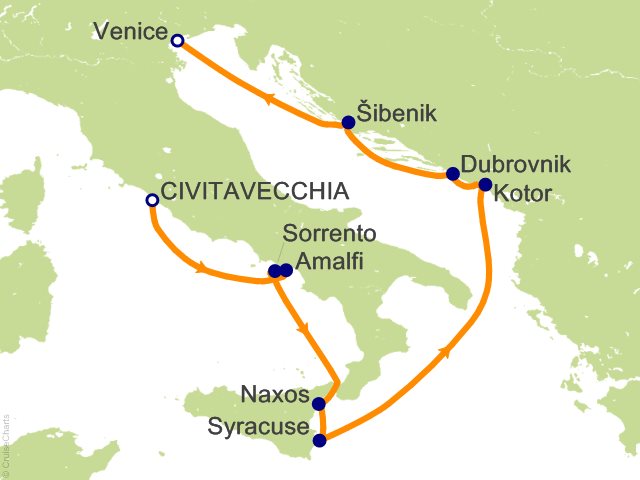 10 Night Rome to Venice Cruise from Civitavecchia (Rome)