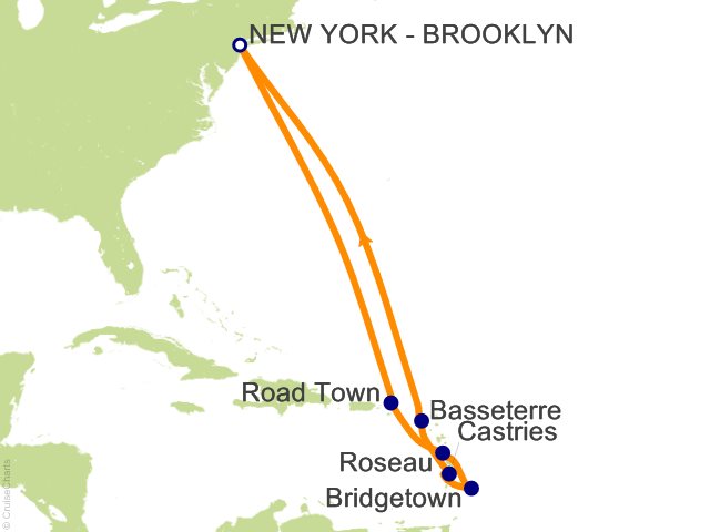 12 Night Eastern Caribbean Cruise from Brooklyn