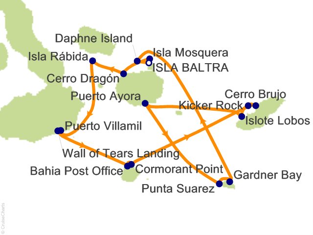 7 Night Galapagos Southern Loop Itinerary Cruise