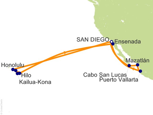 24 Night Circle Hawaii and Mexican Riviera Collectors Voyage Cruise from San Diego